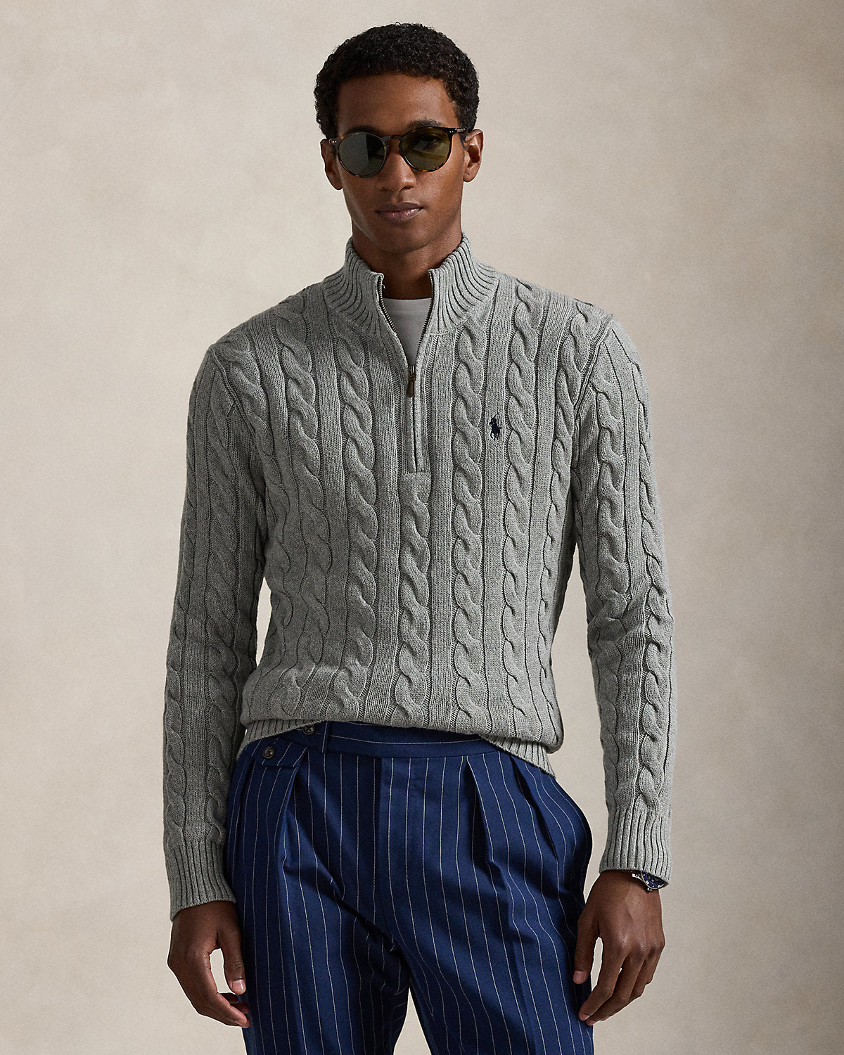 Ralph Lauren Quarter Zipped Cardigan | סריג ראלף לורן אפור