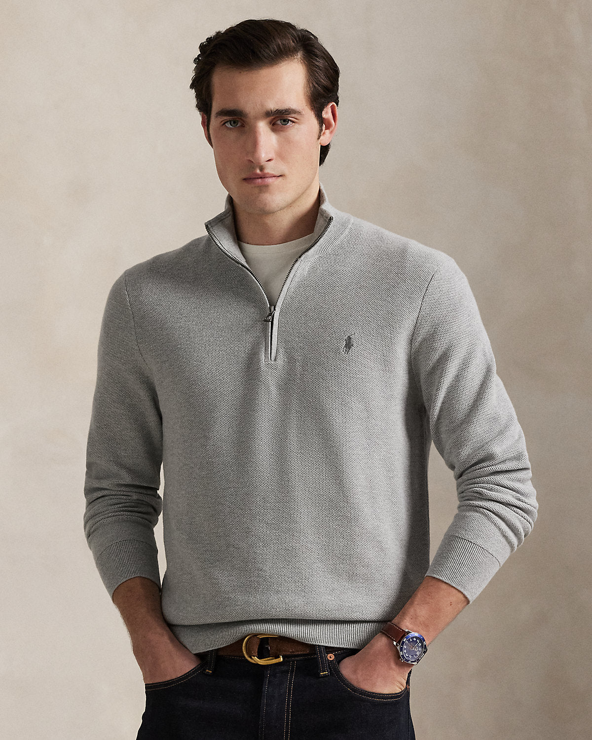 Ralph Lauren Quarter Zipped Sweatshirt - סווטצירט ראלף לורן אפור